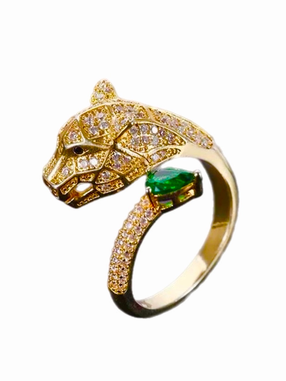 New Gold Crystal Panther Ring
